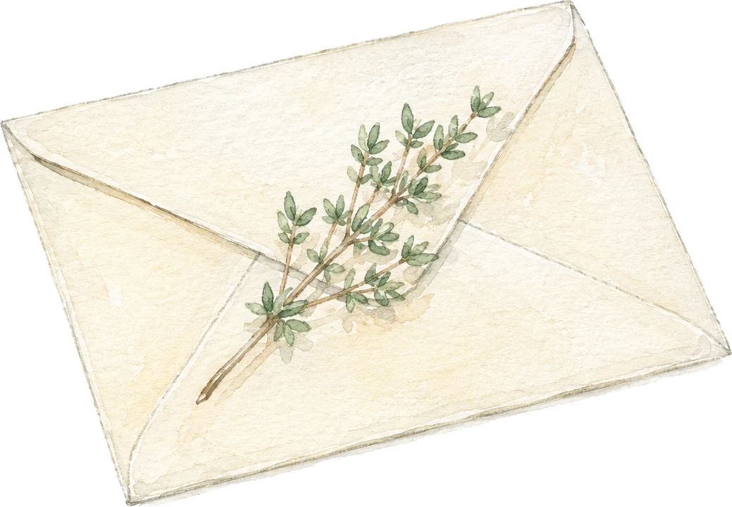 Une enveloppe fermée, à l'aquarelle